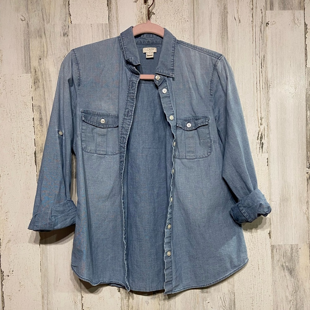 J.Crew Cotton Light Blue Denim Button Down Shirt Small